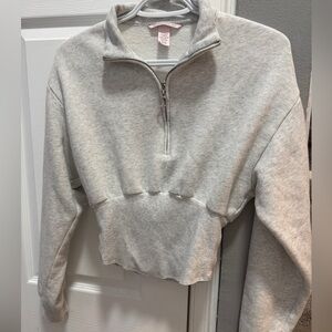 Victoria’s Secret Quarter Zip Cropped Gray Sweatshirt